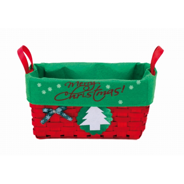 1888 Weihnachtskorb rot/gün, 28 x 18 x 13/19 cm